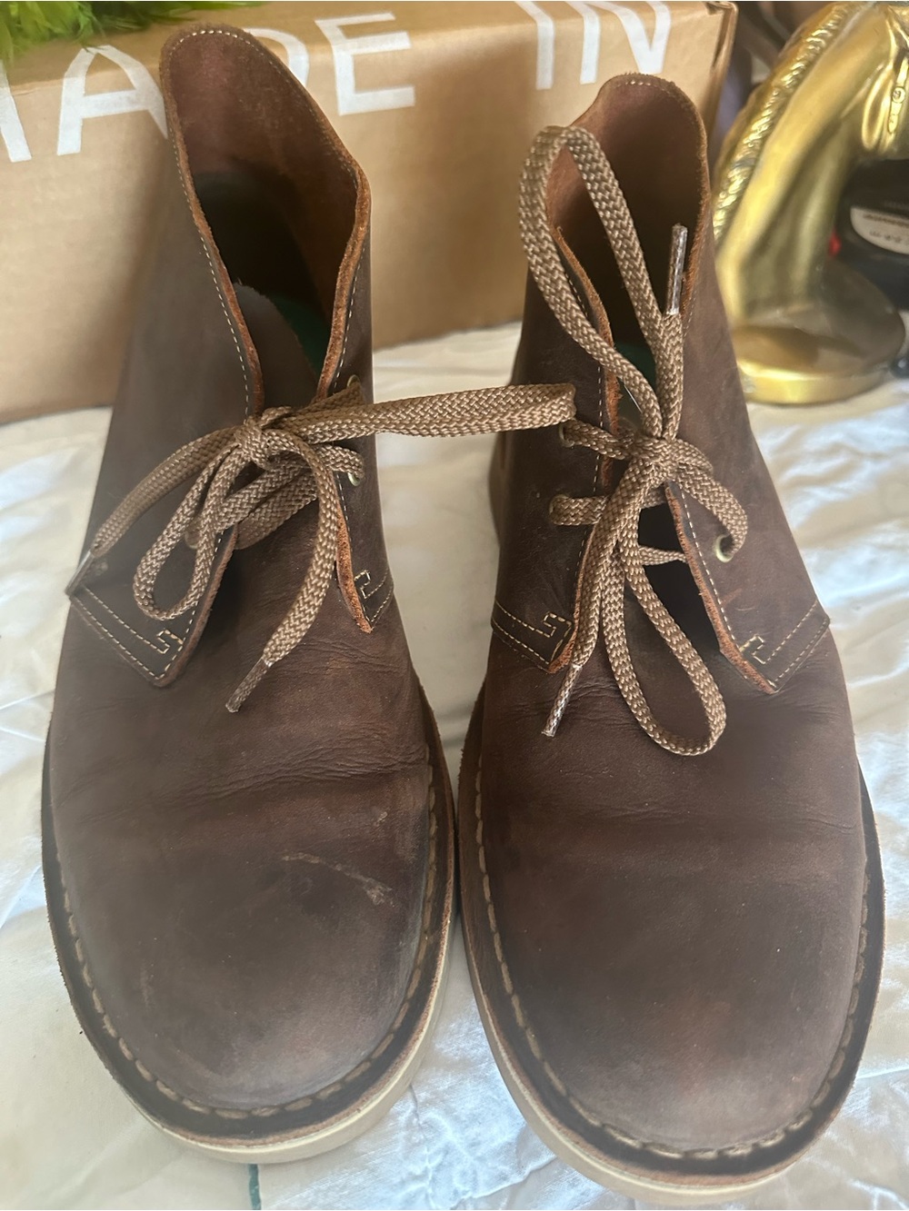 Clarks Brown Leather Chukka Boots with Tan Laces
